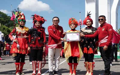 Tim Marching Band Ranta Patria Malate Pote Meriahkan Parade Drum Band dalam Peringatan HUT Kemerdekaan ke-78 RI di Kabupaten Pamekasan